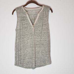 Gap Sleeveless Linen Gray V-neck Top